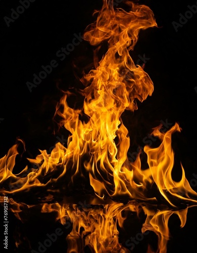  Fire flames on black background. Abstract blaze fire flame texture background