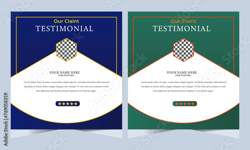 Claint testimonials for feedback information message minimalist presentation ranking speech recommendation social media post banner design inspiration positive product service as well as element     