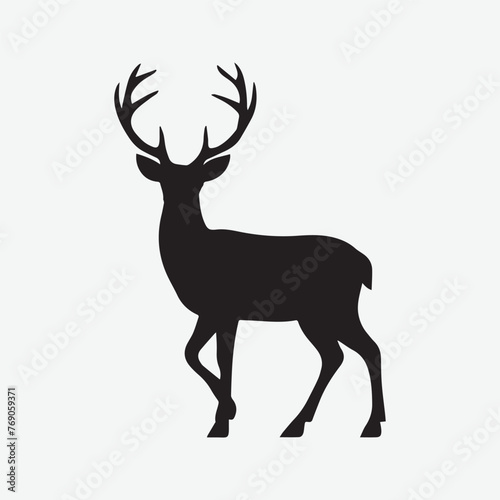 Deer Running Jumping Standing Silhouette Vector Illustration © Sheuly