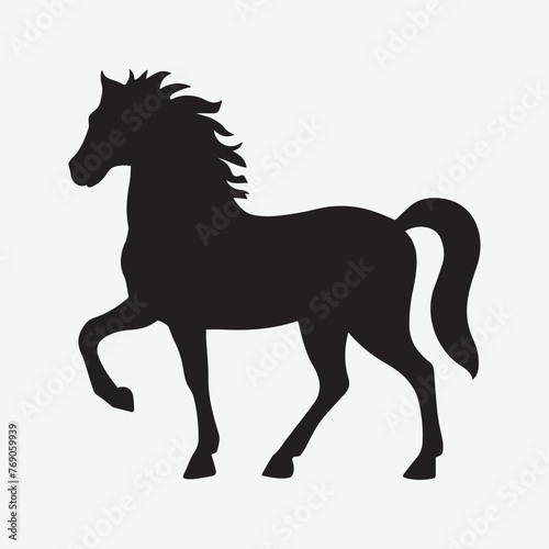 Running Walking Standing horse black silhouette Vector illustration