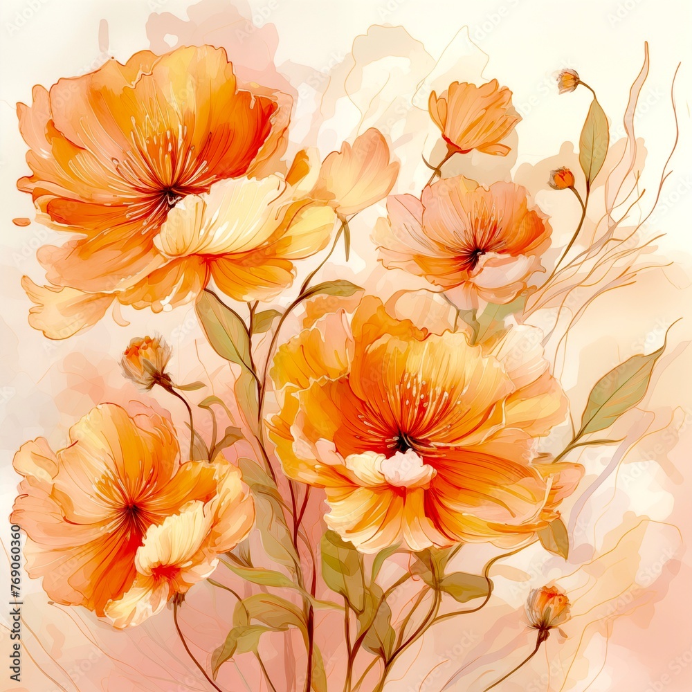 abstract peach coloured floral background