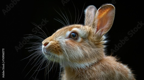 A rabbit with a black background
