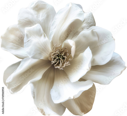 Pristine white flower isolated, cut out transparent