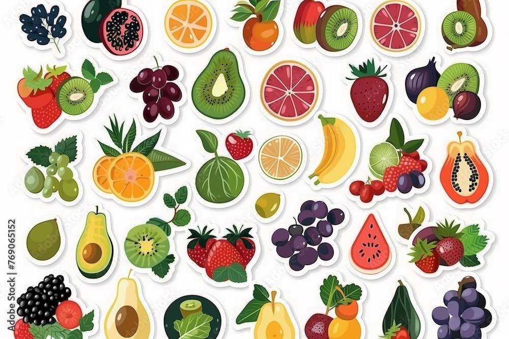 sheet of stickers of different kind off fruits sheet of stickers of different kind off fruits