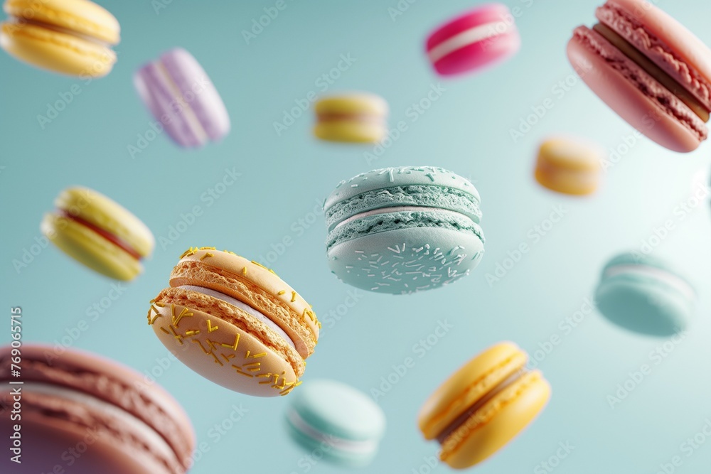 Various colorful macarons floating on the air isolated, macarons floating, macarons background, macarons background for banner, colorful macarons floating, biscuits floating, biscuits background Various colorful macarons floating on the air isolated, macarons floating, macarons background, macarons background for banner, colorful macarons floating, biscuits floating, biscuits background