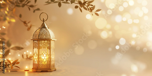Lanterns in the interior of the mosque. Ramadan Kareem
