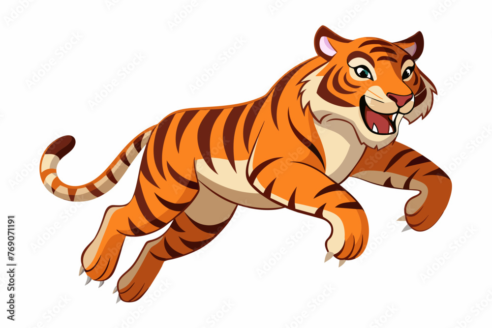 Fototapeta premium tiger jump isolated white background