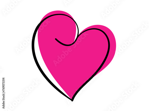 Pink heart isolated on white background. Love shape illustration.