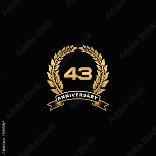 43th golden anniversary logo on black background photo