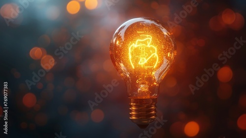 Lightbulb: A glowing light bulb