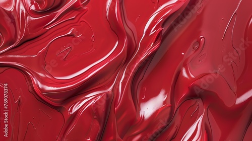 Red liquid. 3D rendering of a glossy red liquid surface with waves and ripples.