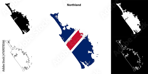 Northland blank outline map set