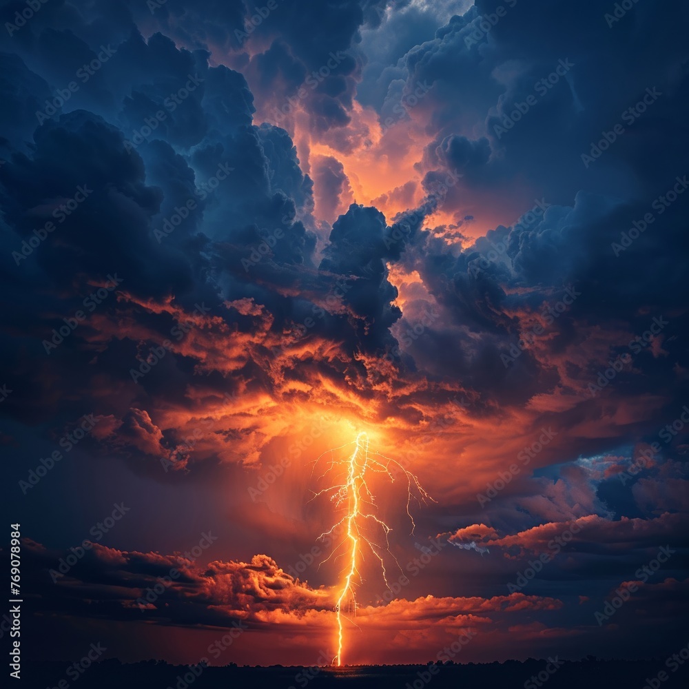 thunder rippling through the sky, showcasing the raw energy and movement of nature
