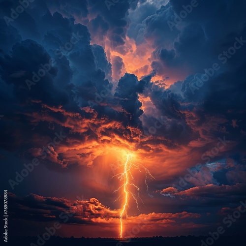 thunder rippling through the sky, showcasing the raw energy and movement of nature