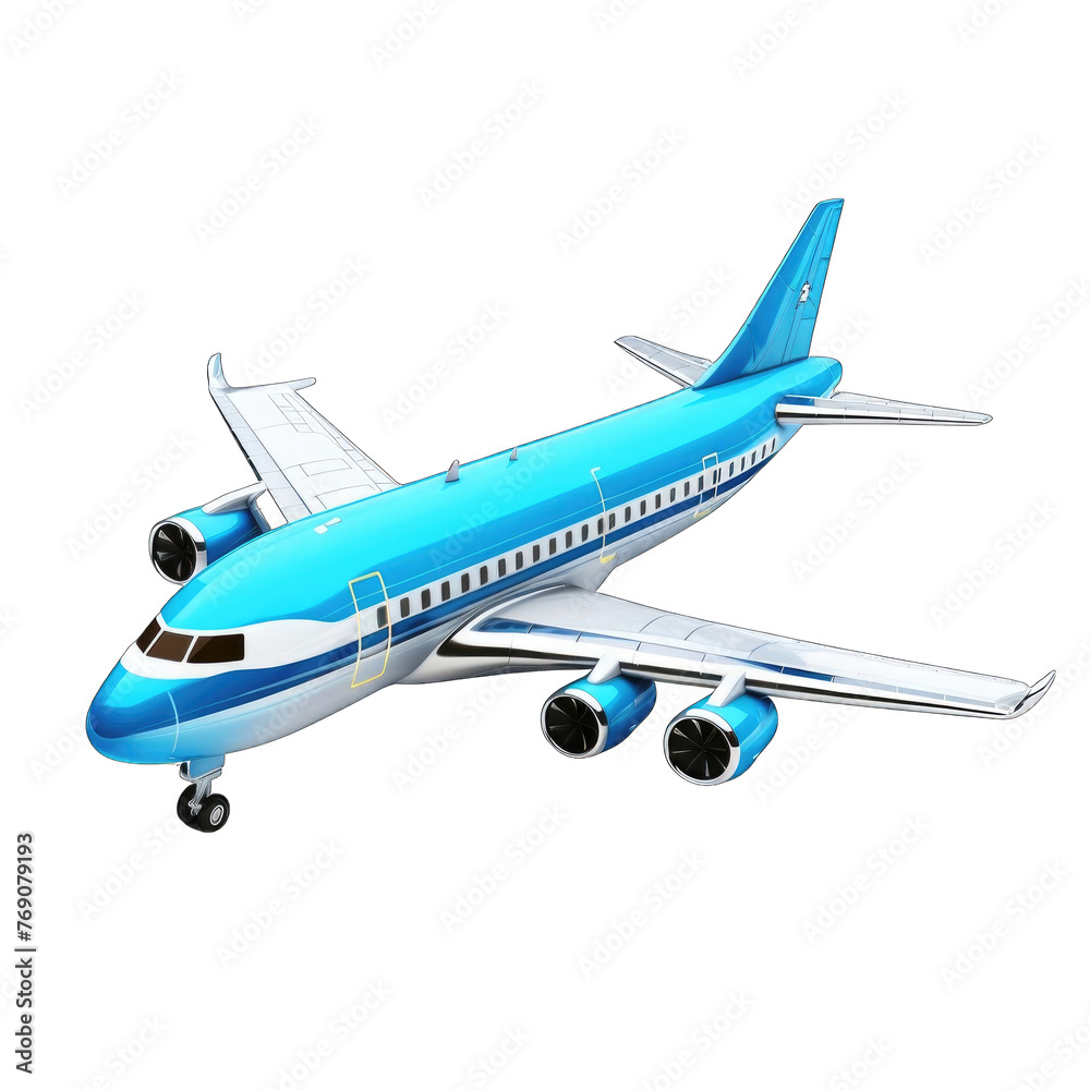 3D Plane clipart on white background . Passenger aircraft isolated on white background, aviation, concept, realistic design illustration