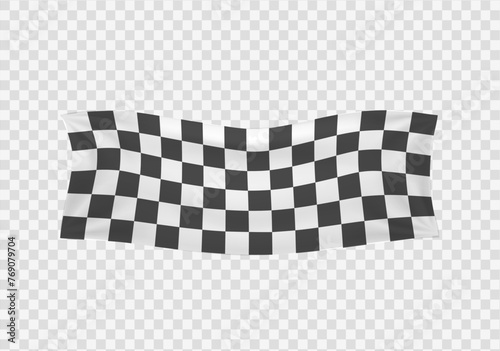 Beginners, trim and checkered vinyl banners with folds. Collection of starting, finishing, and checkered sports flag. Set of illustrations of start or end sign.