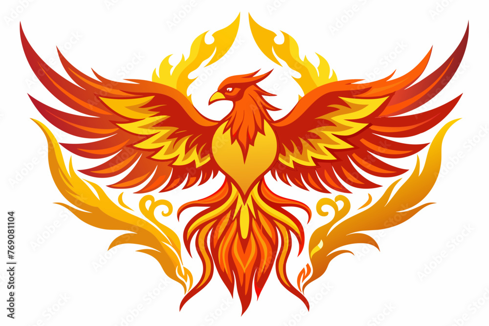 Fototapeta premium A vector graphic background with a Phoenix as the main middle art white background