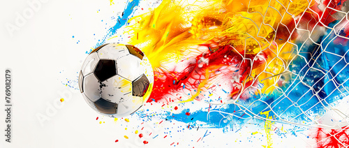 EM 2024 Soccer Football Fever Abstract Artistic Explosion with Ball Wallpaper Poster brainstorming Card Magazine