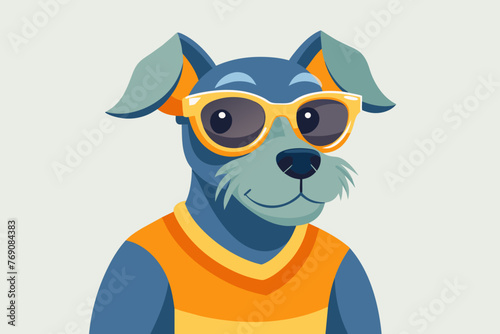 A playful and adorable vector illustration of a Dog wearing oversized sunglasses and a cool t-shirt
