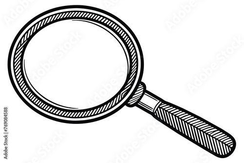 magnifying glass line art illustration vector