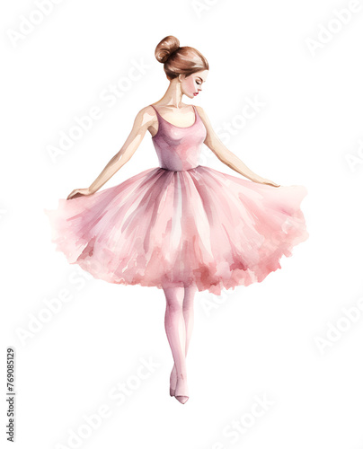 Ballerina, watercolor clipart illustration with isolated background.