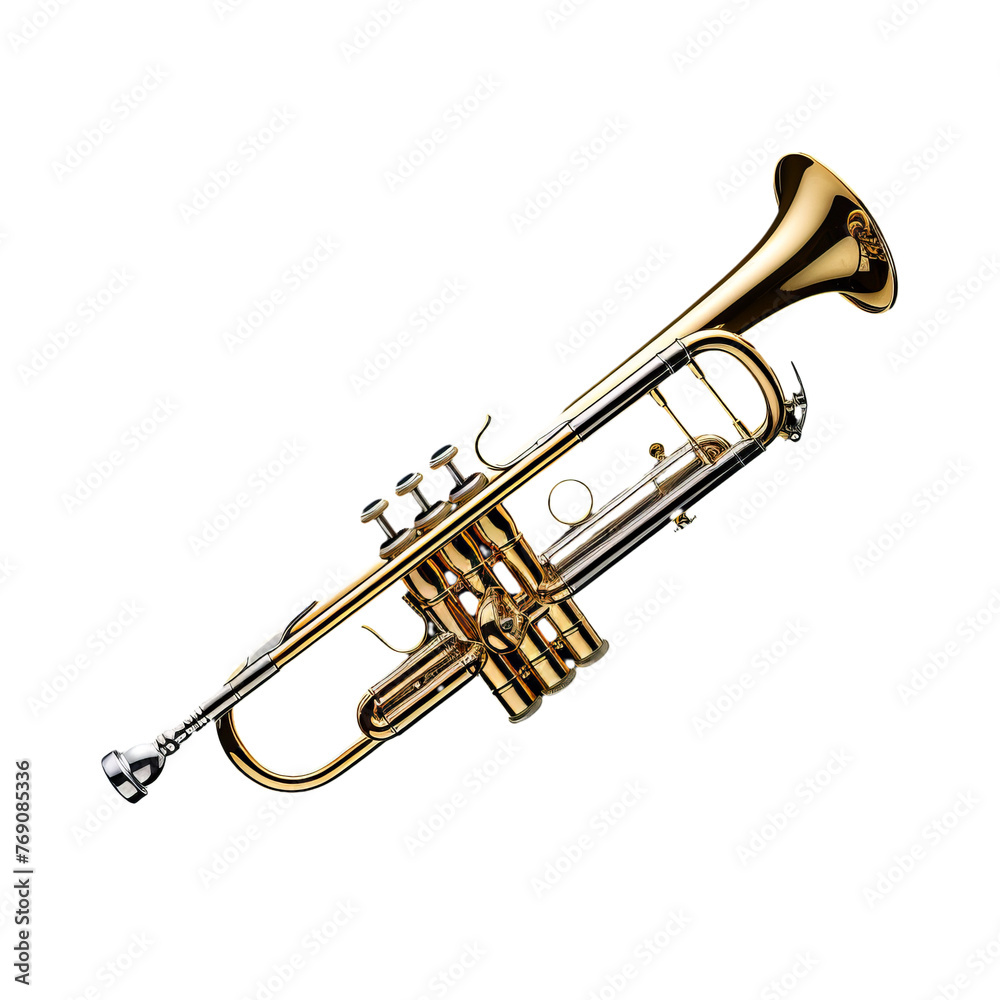 Obraz premium Music trumpet isolated on white transparent background.