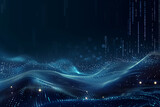 Abstract digital landscape of flowing blue particles and data streams in cyberspace.