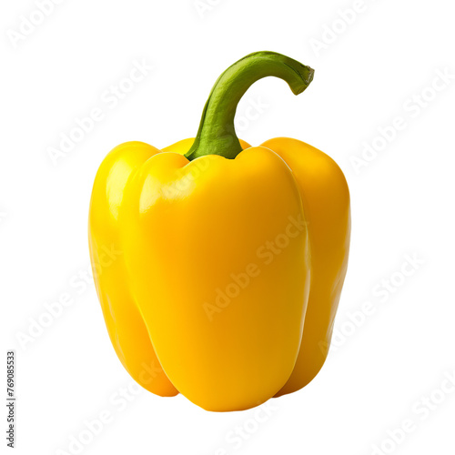 Yellow Bell Pepper isolated on white transparent background.