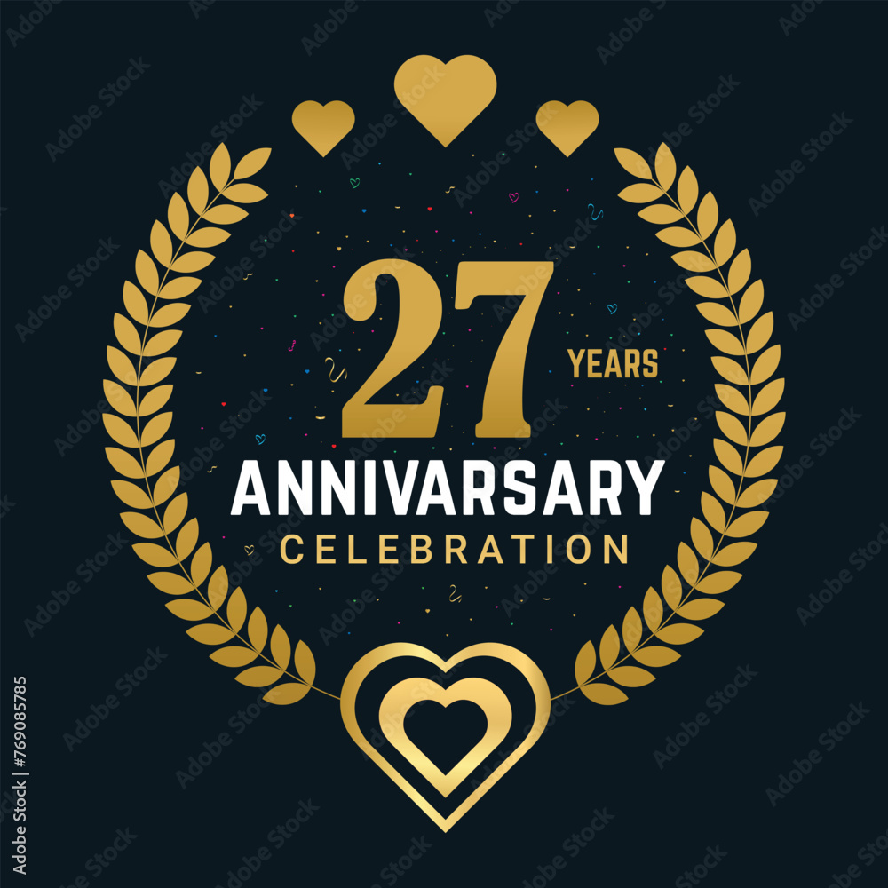 27 Years anniversary celebration vector design, celebrating luxurious ...