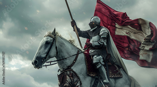 St George the medieval knight and patron Saint, St. George and the Dragon, Generative AI 