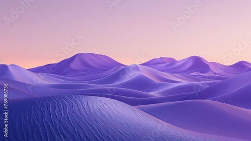 3D Render of Abstract Purple Sand Dunes at Dusk