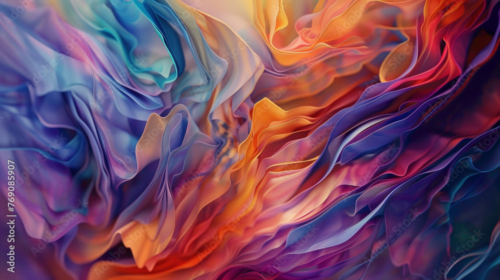 Layers of vibrant hues blending together in a kaleidoscope of color, their movements fluid and dynamic.