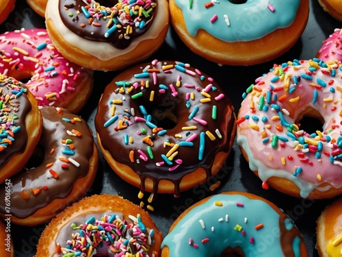 colorful donuts in a box