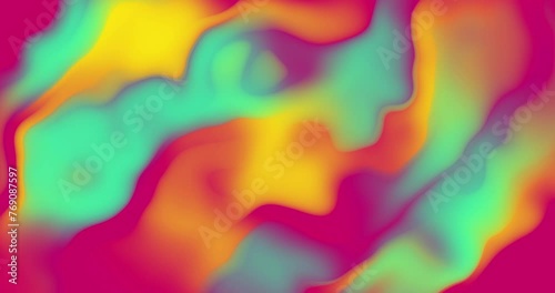 Abstract moving and waving holographic twisted gradient background animation. seamless looped animated wavy twisted gradient, red, yellow, green, pink color background.