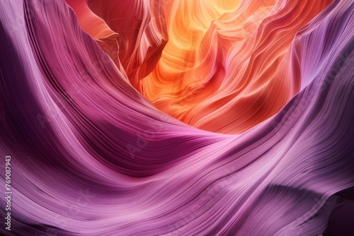 Closeup of vibrant purple and orange abstract painting