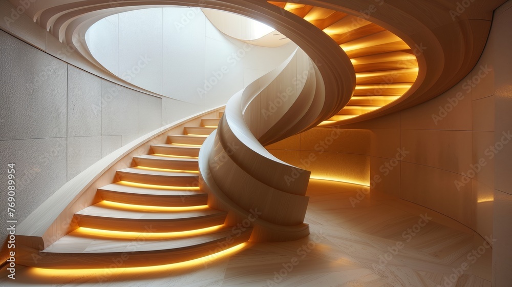 Obraz premium Architectural wooden stairs. Home interior idea