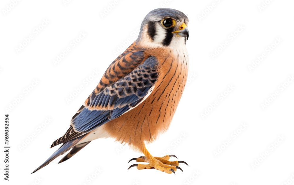 A tranquil blue and brown bird gracefully perches on a smooth white surface A tranquil blue and brown bird gracefully perches on a smooth white surface