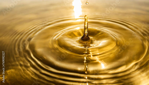 Golden water drop background 3d rendering  illustration. 