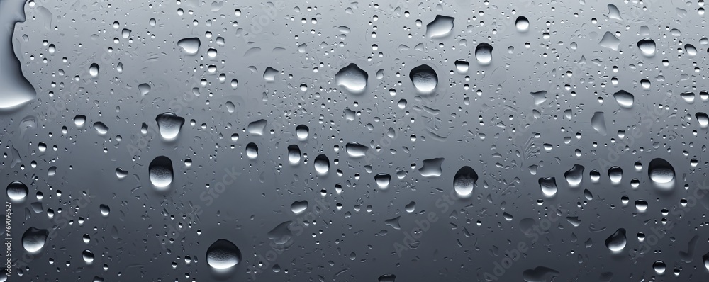 water droplets on all gray matte background with copy space and blank pattern for text or photo backgrdrop