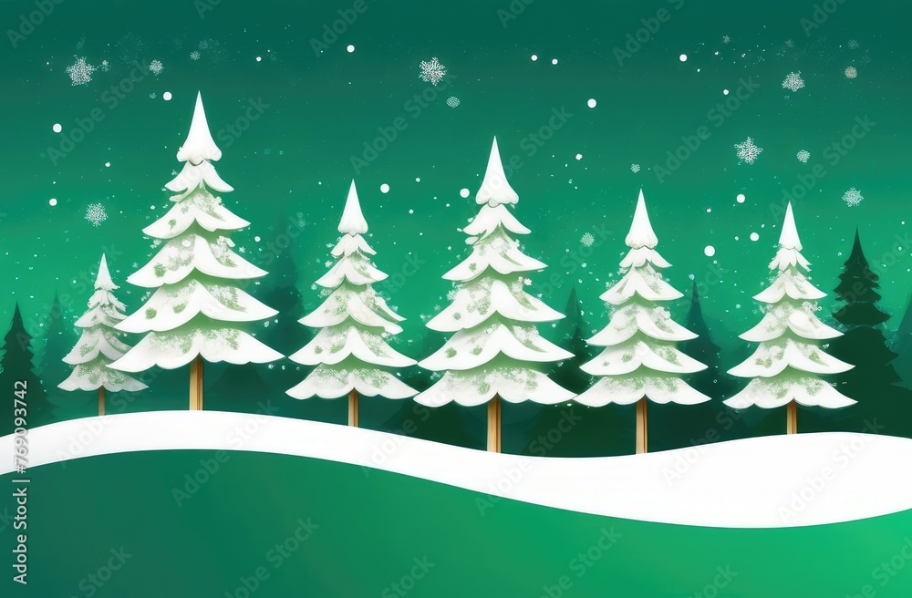 Fototapeta premium Abstract christmas tree in forest illustration for christmas