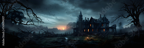 Gothic Architecture's Haunted Mansion: A Spine-Chilling Render of a Formerly Grand, Now Derelict House © Jordan