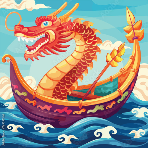 Dragon boat cartoon cartoon vector illustration 