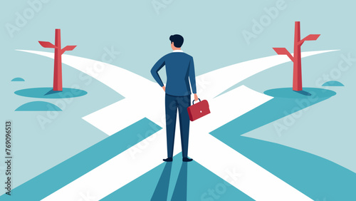 A person stands at a crossroads one path labeled Insolvency and the other Restructuring. This image represents the decisionmaking process and
