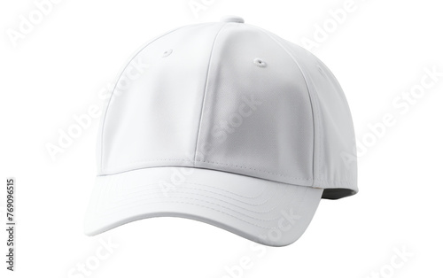 A pristine white baseball cap sits gracefully on a pure white background