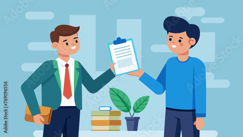 A business owner hands over financial documentation to an insurance adjuster as they work together to calculate the total loss suffered by the
