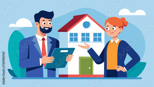 A real estate agent and a legal consultant discussing the details of a property sale agreement ensuring all contract terms are legally sound. photo