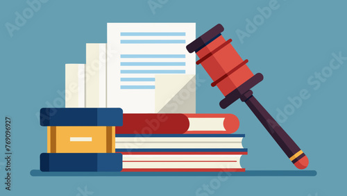 A closeup of a gavel next to a stack of legal documents symbolizing the formal proceedings and decisionmaking involved in the legal process for