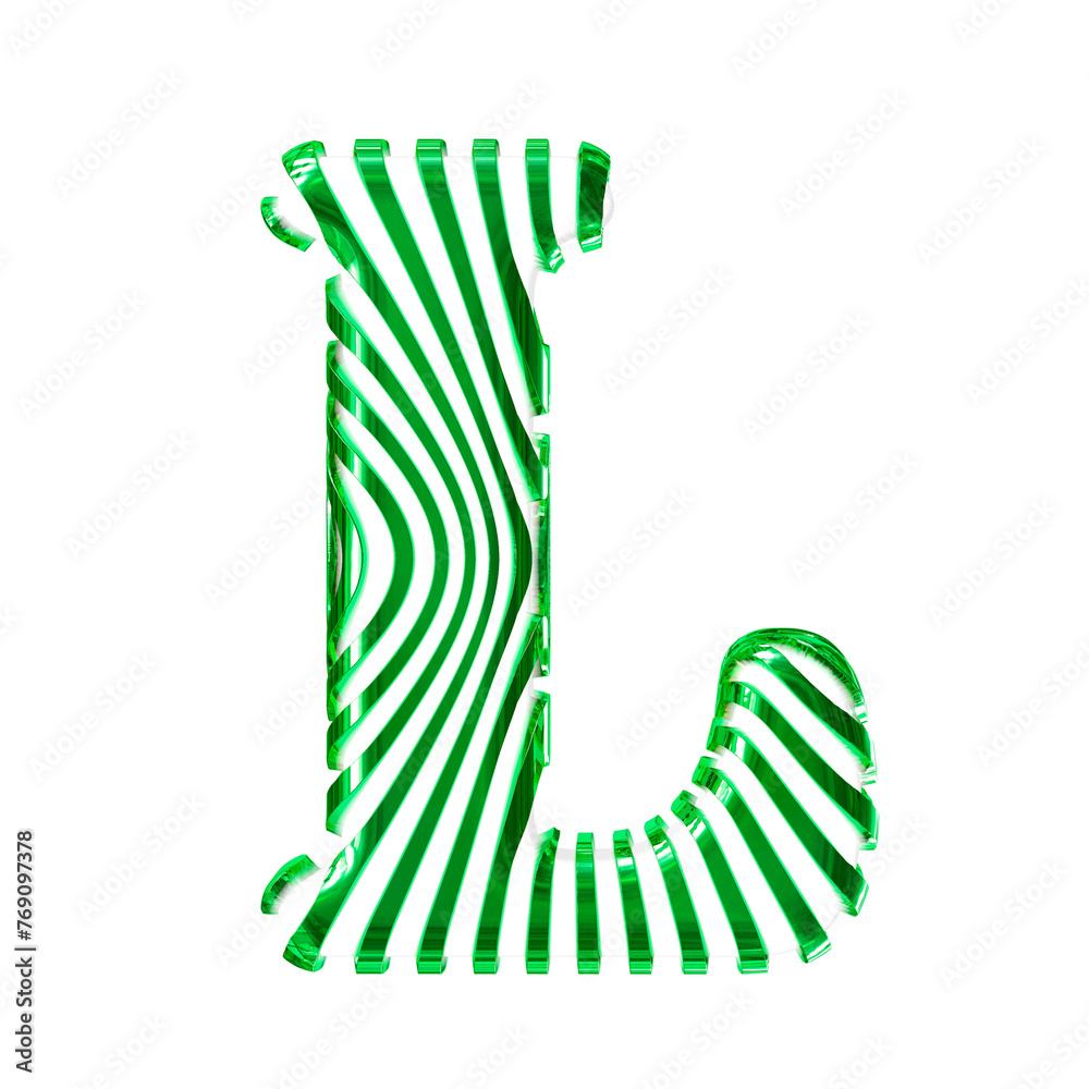 White symbol with green vertical ultra-thin straps. letter l White symbol with green vertical ultra-thin straps. letter l
