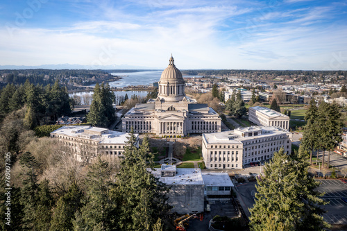 Aerial view overlooking the Washington State capitol. photo