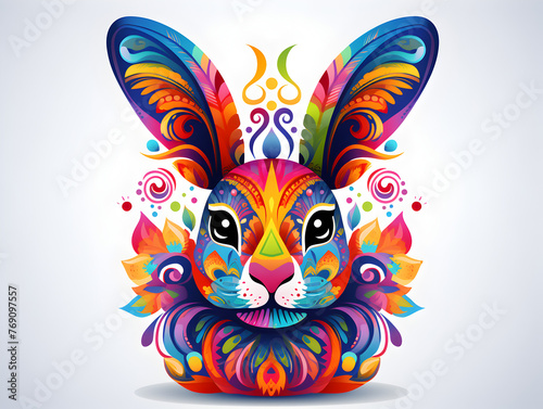 Colorful abstract illustration of a bunny 